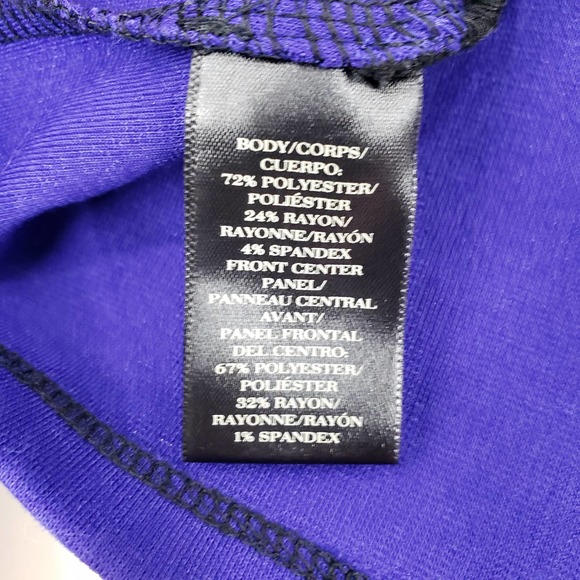 Ann Taylor Long Sleeve Top XXSP Color Block Fitted Ponte Knit Work Black Blue - Picture 9 of 9